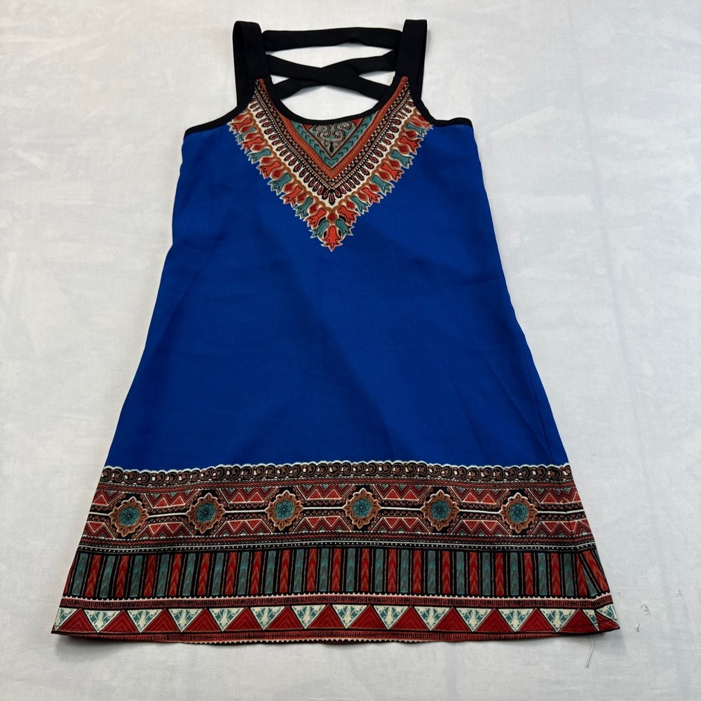 Zoe & Rose Mini Dress Womens Medium Multi Patterned Sleeveless Strappy Back
